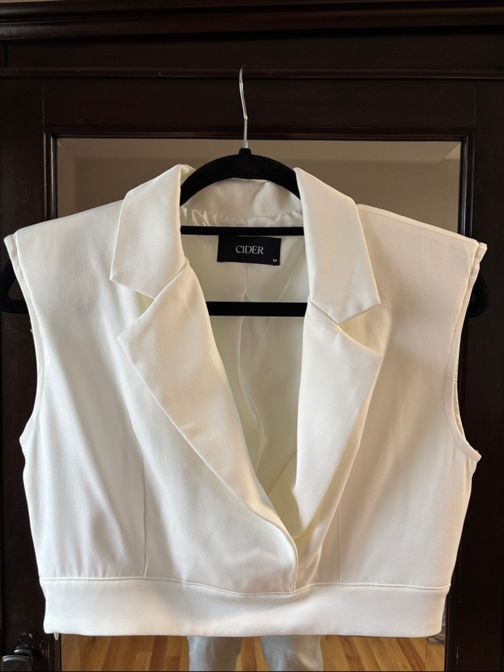 Cider Cream Sleeveless Blazer Crop Top